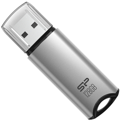 USB флеш накопичувач Silicon Power USB 128G SILICON POWER usb3.2 Marvel M02 Aluminum Silver (SP128GBUF3M02V1S) (U0812318)