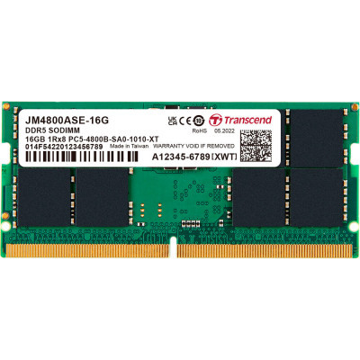 Модуль пам'яті для ноутбука SoDIMM DDR5 16GB 4800 MHz JetRam Transcend (JM4800ASE-16G) (U0886820)