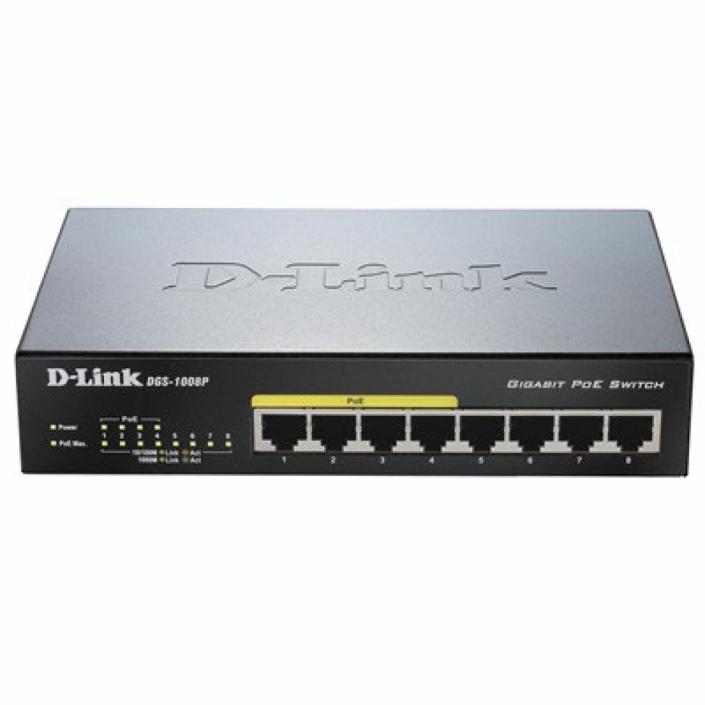 Комутатор мережевий D-Link DGS-1008P (B0003051)