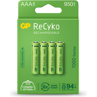 Аккумулятор Gp AAA 950mAh ReCyko (1000 Series, 4 battery pack) (100AAAHCE-EB4 / 4891199186585) (U0859302)