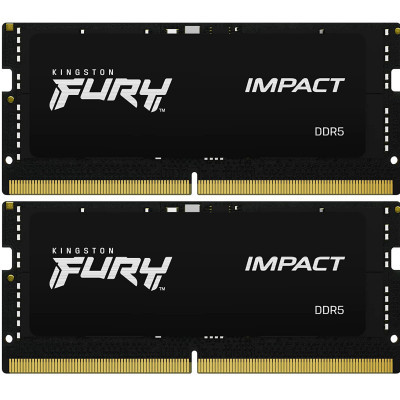 Модуль пам'яті для ноутбука SoDIMM DDR5 32GB (2x16GB) 5600 MHz Impact Black Kingston Fury (ex.HyperX) (KF556S40IBK2-32) (U0862901)