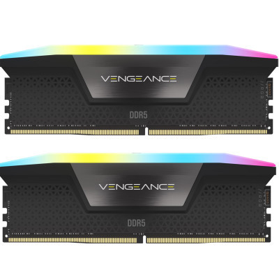 Модуль памяти для компьютера DDR5 32GB (2x16GB) 6000 MHz Vengeance RGB Black Corsair (CMH32GX5M2E6000C36) (U0909505)