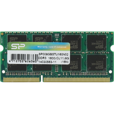 Модуль памяти для ноутбука SoDIMM DDR3 8GB 1600 MHz Silicon Power (SP008GBSTU160N02) (U0821679)