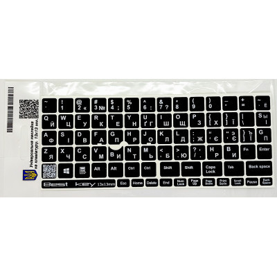 Наклейка на клавіатуру BestKey непрозора чорна, 76, срібний (BKU13SIL/011) (U0890833)