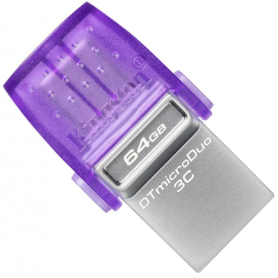 USB флеш накопичувач Kingston 64GB DataTraveler microDuo 3C USB 3.2/Type C (DTDUO3CG3/64GB) (U0654224)