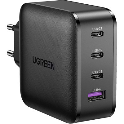 Зарядний пристрій Ugreen CD224 65W USB + 3xType-C PD GaN Charger (Black) (CD224/70774) (U0571401)