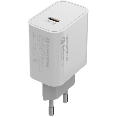 Зарядное устройство ColorWay PD Port PPS USB Type-C (30W) white (CW-CHS038PD-WT) (U0762121)