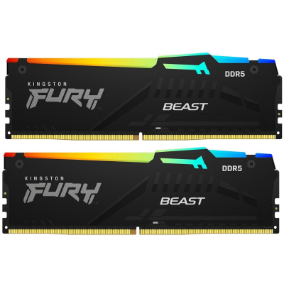 Модуль пам'яті для комп'ютера DDR5 32GB (2x16GB) 6000 MHz FURY Beast RGB Kingston Fury (ex.HyperX) (KF560C40BBAK2-32) (U0722030)