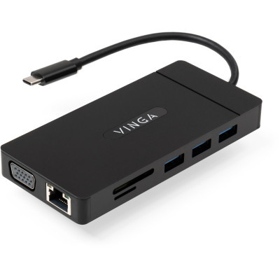 Концентратор Vinga USB-C 3.1 to VGA+HDMI+RJ45+3xUSB3.0+USB2.0+SD/TF+PD+Audio (VHYC10) (U0873551)