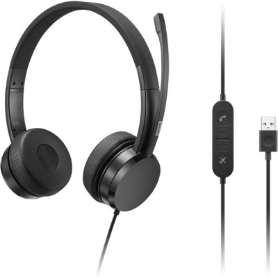Навушники Lenovo USB-A Wired Stereo On-Ear Black (4XD1K18260) (U0900490)