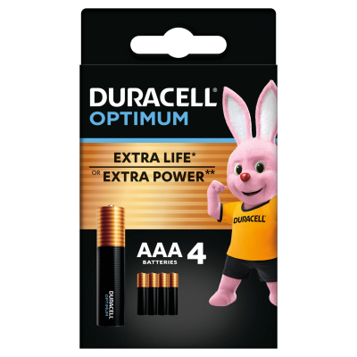 Батарейка Duracell Optimum AAA лужні 4 шт. в упаковці (5015596) (U0778919)