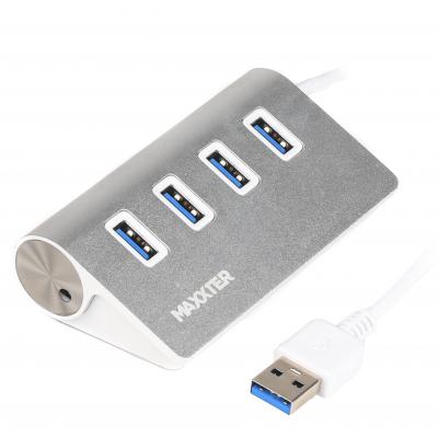 Концентратор Maxxter USB 3.0 Type-A 4 ports silver (HU3A-4P-01) (U0500390)