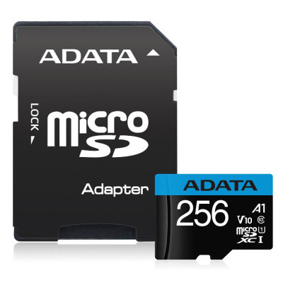 Карта памяти ADATA 256GB microSDXC calss 10 UHS-I V10 A1 (AUSDX256GUICL10A1-RA1) (U0911680)