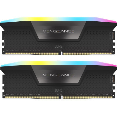 Модуль пам'яті для комп'ютера DDR5 32GB (2x16GB) 5600 MHz Vengeance RGB Black Corsair (CMH32GX5M2B5600C40K) (U0922398)