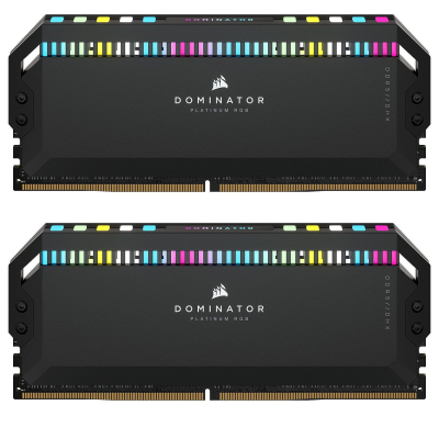 Модуль пам'яті для комп'ютера DDR5 64GB (2x32GB) 6600 MHz Dominator Platinum RGB Black Corsair (CMT64GX5M2B6600C32) (U0862943)