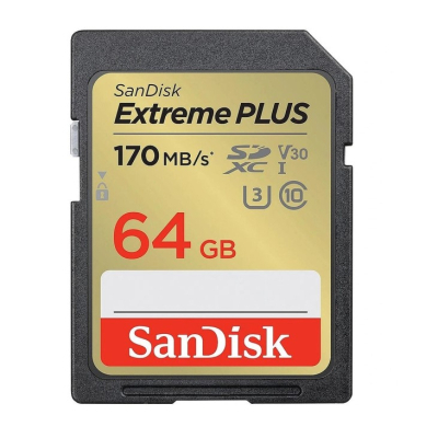 Карта памяти SanDisk 64GB SD class 10 UHS-I Extreme PLUS (SDSDXW2-064G-GNCIN) (U0862956)