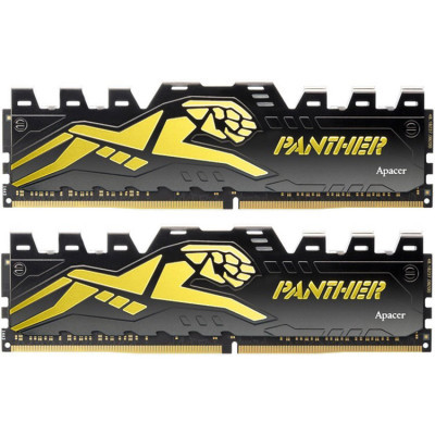 Модуль пам'яті для комп'ютера DDR4 16GB (2x8GB) 3200 MHz Panther Black/Gold Apacer (AH4U16G32C28Y7GAA-2) (U0887996)