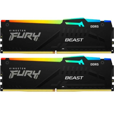 Модуль пам'яті для комп'ютера DDR5 16GB (2x8GB) 5600 MHz FURY Beast RGB Kingston Fury (ex.HyperX) (KF556C36BBEAK2-16) (U0883780)