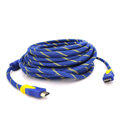 Кабель мультимедійний HDMI to HDMI 10.0m v1.4, OD-8.0mm Blue/Gold Merlion (YT-HDMI(M)/(M)NY/BL-10m) (U0465612)