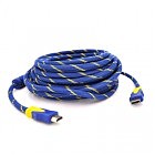 Кабель мультимедийный HDMI to HDMI 10.0m v1.4, OD-8.0mm Blue/Gold Merlion (YT-HDMI(M)/(M)NY/BL-10m)