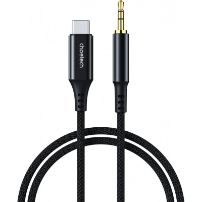 Кабель мультимедійний AUX USB-C to TRS Audio 3.5mm M/M DAC Chip 96kHz 1.0m black Choetech (AUX006) (U0855382)