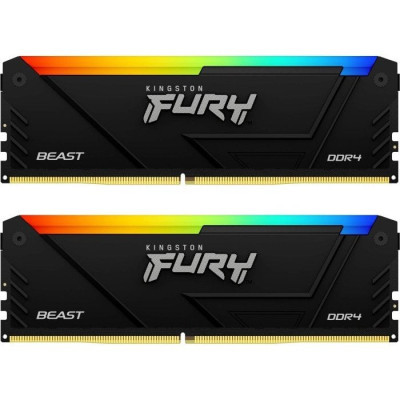 Модуль пам'яті для комп'ютера DDR4 64GB (2x32GB) 3200 MHz Beast RGB Black Kingston Fury (ex.HyperX) (KF432C16BB2AK2/64) (U0862702)