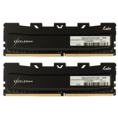 Модуль памяти для компьютера DDR4 16GB (2x8GB) 3200 MHz Kudos Black eXceleram (EKBLACK4163216AD) (U0391629)