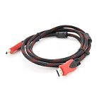 Кабель мультимедийный HDMI to HDMI 3.0m v1.4, OD-7.4mm Black/RED Merlion (YT-HDMI(M)/(M)NY/RD-3.0m)