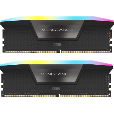 Модуль пам'яті для комп'ютера DDR5 64GB (2x32GB) 6400 MHz XMP 3.0 Vengeance RGB Black Corsair (CMH64GX5M2B6400C32) (U0862951)