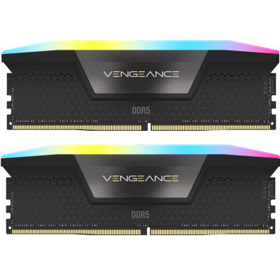 Модуль пам'яті для комп'ютера DDR5 96GB (2x48GB) 6400 MHz Vengeance RGB Black Corsair (CMH96GX5M2B6400C32) (U0886804)