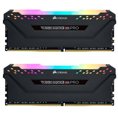 Модуль пам'яті для комп'ютера DDR4 32GB (2x16GB) 3200 MHz Vengeance RGB Pro Black Corsair (CMW32GX4M2E3200C16) (U0922412)