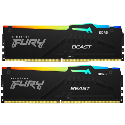 Модуль пам'яті для комп'ютера DDR5 16GB (2x8GB) 5600 MHz Beast RGB Kingston Fury (ex.HyperX) (KF556C40BBAK2-16) (U0722074)