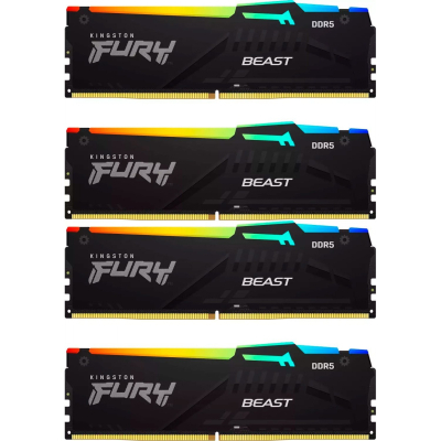 Модуль памяти для компьютера DDR5 128GB (4x32GB) 5600 MHz Beast RGB XMP Kingston Fury (ex.HyperX) (KF556C40BBAK4-128) (U0944219)