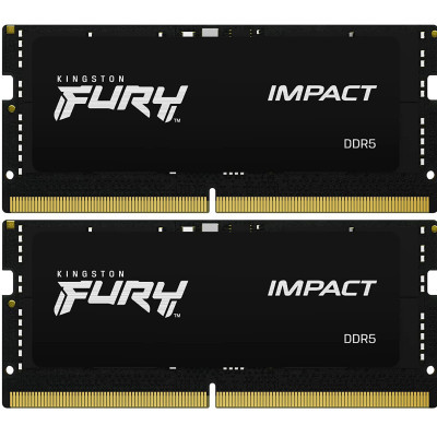 Модуль памяти для ноутбука SoDIMM DDR5 32GB (2x16GB) 5600 MHz Impact Black Kingston Fury (ex.HyperX) (KF556S40IBK2-32) (U0862901)