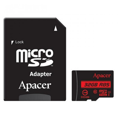 Карта памяти Apacer 32GB microSDHC class 10 UHS-I U1 (R85 MB/s) (AP32GMCSH10U5-R) (U0259609)