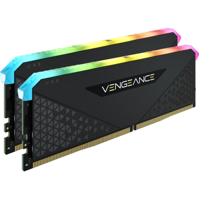 Модуль пам'яті для комп'ютера DDR4 16GB (2x8GB) 3200 MHz Vengeance RGB RS Black Corsair (CMG16GX4M2E3200C16) (U0746460)