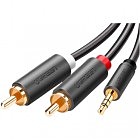 Кабель мультимедийный AUX 3.5mm TRS to RCAx2 M/M 1.0m AV102 Black Ugreen (10772)
