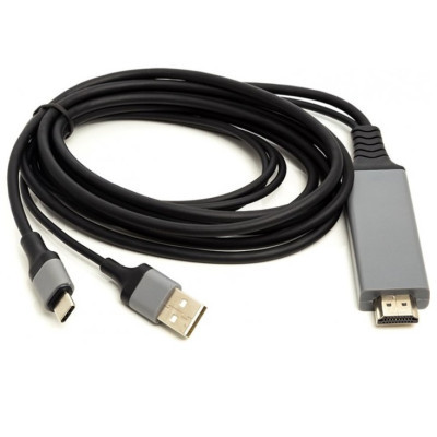 Кабель мультимедийный HDMI (M) to USB (AM) / Type-C (M) 1.0m PowerPlant (CA912025) (U0654809)