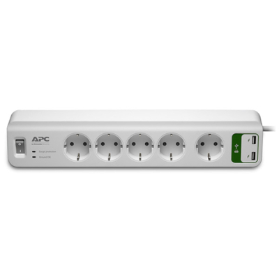 Сетевой фильтр питания APC Essential SurgeArrest 5 outlets ++ 2 USB (5V, 2.4A) (PM5U-RS) (U0216524)
