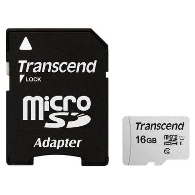 Карта памяти Transcend 16GB microSDHC class 10 UHS-I U1 (TS16GUSD300S-A) (U0309113)