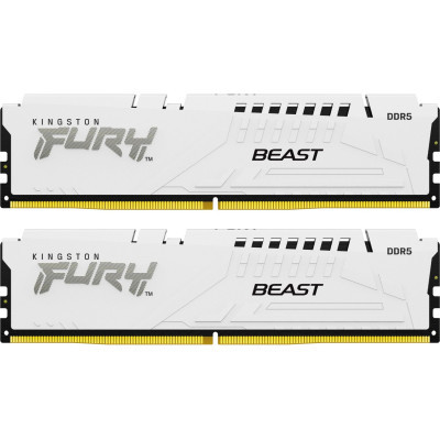 Модуль пам'яті для комп'ютера DDR5 32GB (2x16GB) 5200 MHz FURY Beast White Kingston Fury (ex.HyperX) (KF552C40BWK2-32) (U0883800)