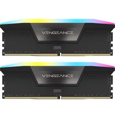 Модуль памяти для компьютера DDR5 48GB (2x24GB) 5200 MHz Vengeance RGB Black Corsair (CMH48GX5M2B5200C38) (U0909502)