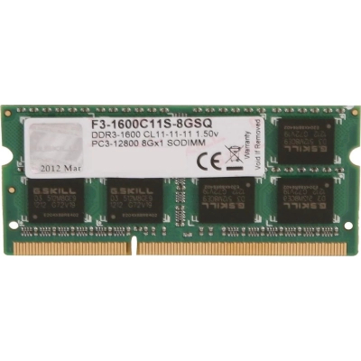 Модуль памяти для ноутбука SoDIMM DDR3 8GB 1600 MHz G.Skill (F3-1600C11S-8GSQ) (U0025547)