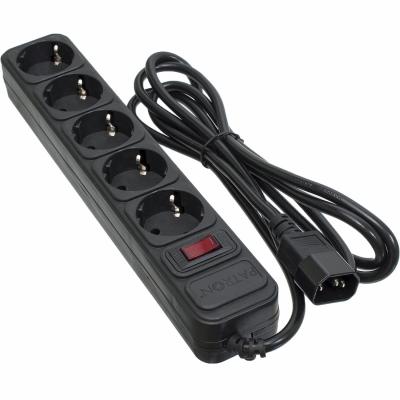 Сетевой фильтр питания Patron 2 m3*1mm2 (SP-1055U) 5 розеток BLACK (EXT-PN-SP-1055U) (U0344474)