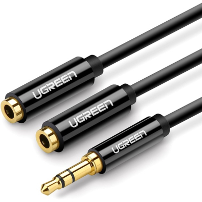 Кабель мультимедийный 3.5mm to TRSx2 M/F 0.25m Ugreen (10739) (U0806687)