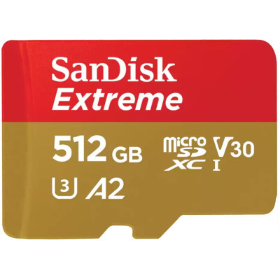 Карта памяти SanDisk 512GB microSD class 10 UHS-I U3 V30 Extreme (SDSQXAV-512G-GN6MN) (U0874211)