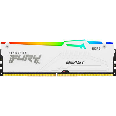 Модуль пам'яті для комп'ютера DDR5 32GB 5600 MHz FURY Beast White RGB Kingston Fury (ex.HyperX) (KF556C40BWA-32) (U0883808)