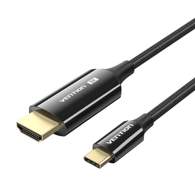 Кабель мультимедийный USB-C 3.1 to HDMI 1.8m 8K 60 Гц Zinc Alloy TPE Black Vention (CRCBAC) (U0955463)