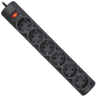 Сетевой фильтр питания Defender 153, 3 m, 6 роз, black (99495) (U0218051)