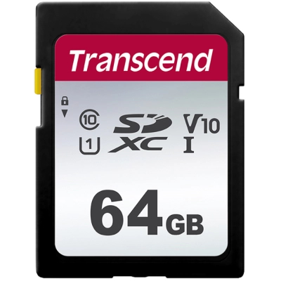 Карта памяти Transcend 64GB SDXC class 10 UHS-I U1 V10 (TS64GSDC300S) (U0309095)